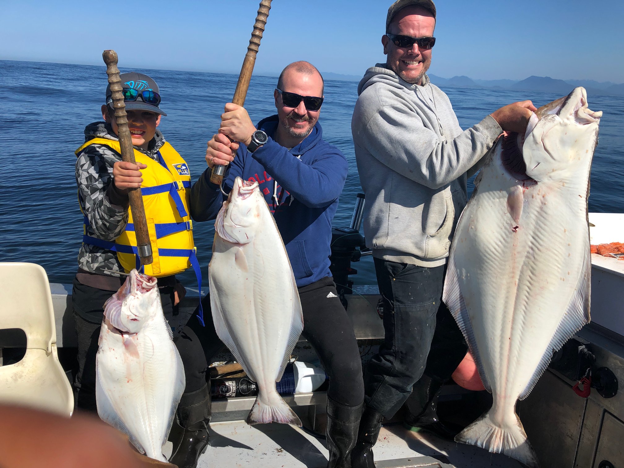 Three big Pacific Halibut caught in Ucluelet