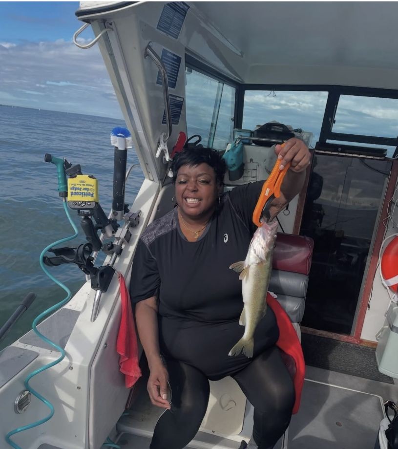 Walleye catch displayed on fishing boat in Lorain OH