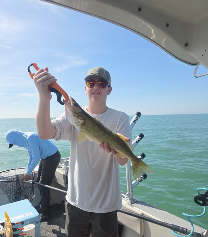 Walleye caught fishing in Lorain Ohio on boat