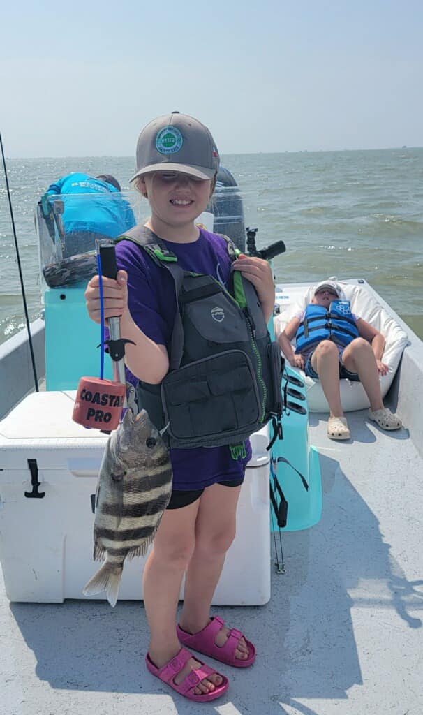 Sheepshead fish caught by two anglers in Freeport