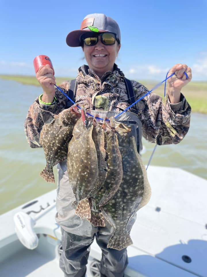 Three Southern Flounder caught while fishing in Freeport