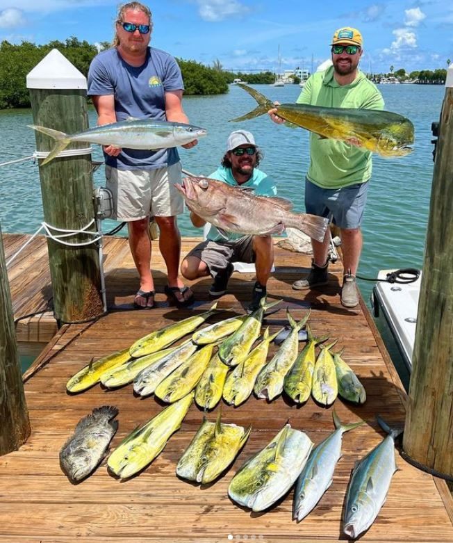 7 blue runner fish caught in Marathon, Florida