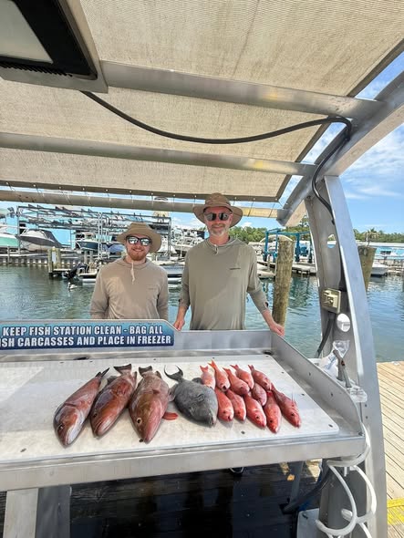 Fresh caught fish displayed on boat cleaning station at Shalimar FL marina