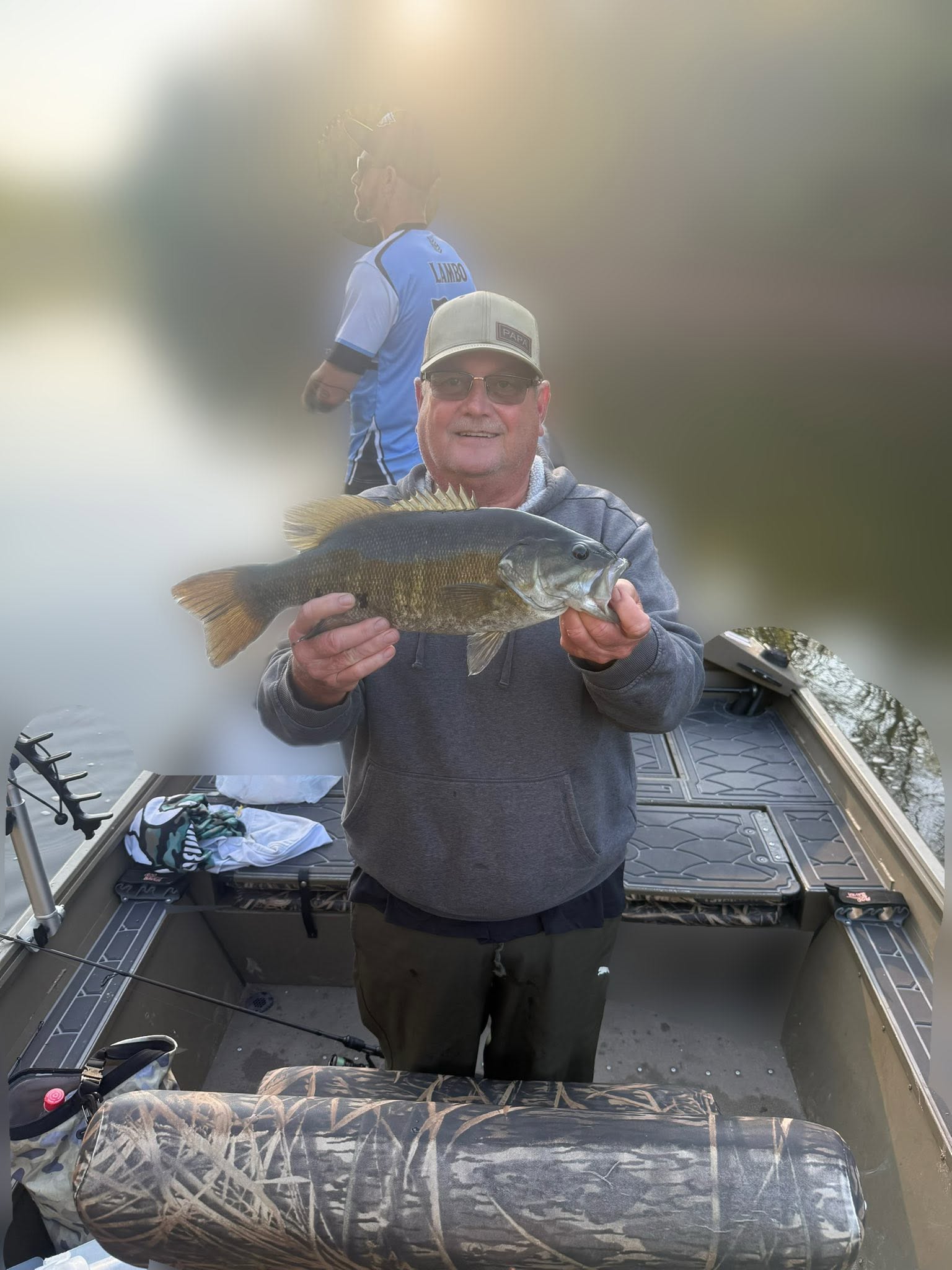Freshly caught smallmouth bass being displayed on fishing boat in Harrisburg PA