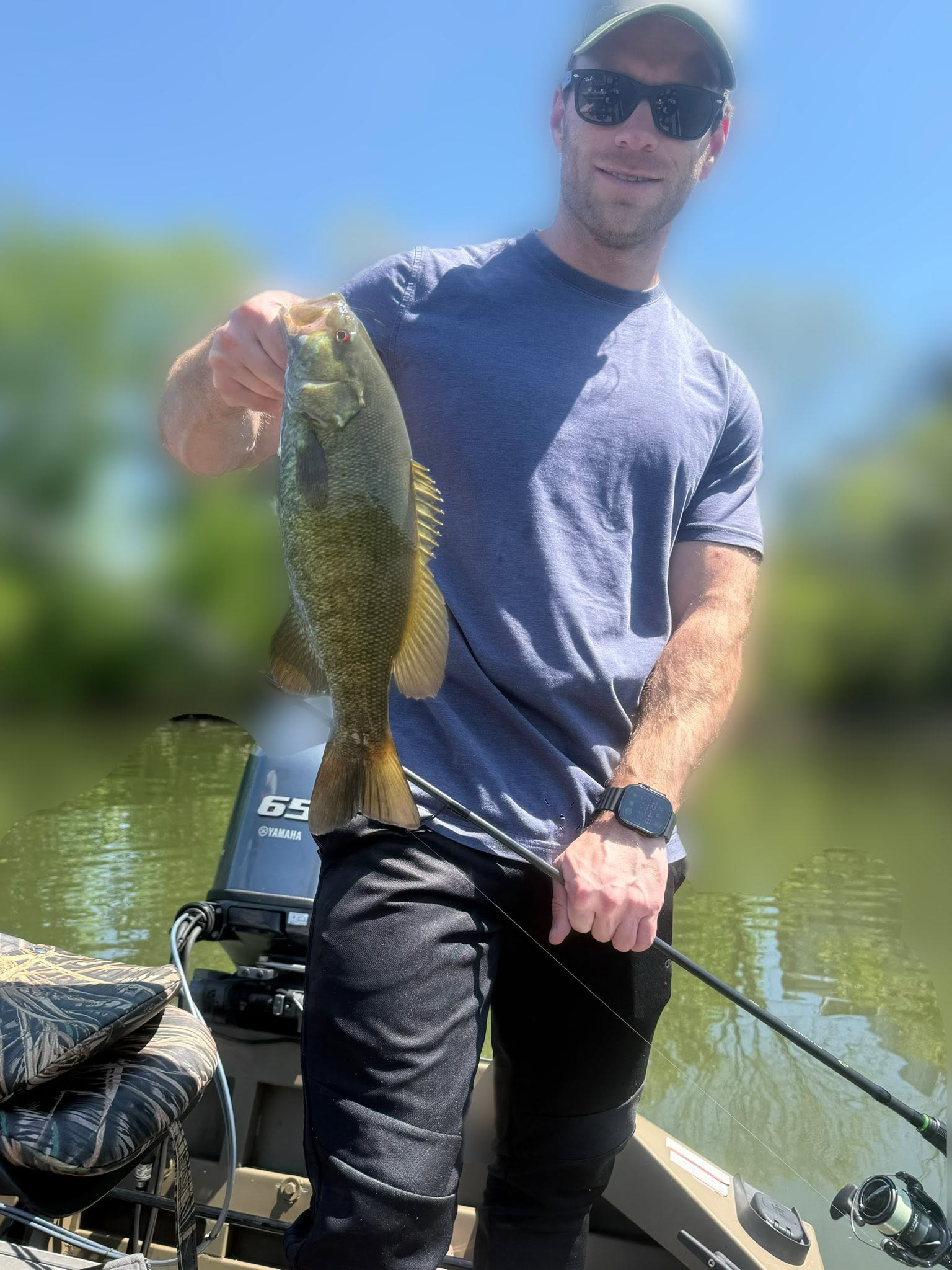Smallmouth bass catch on fishing boat in Harrisburg PA