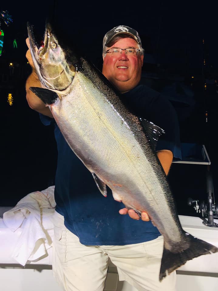 Lone angler fishing in Waukegan