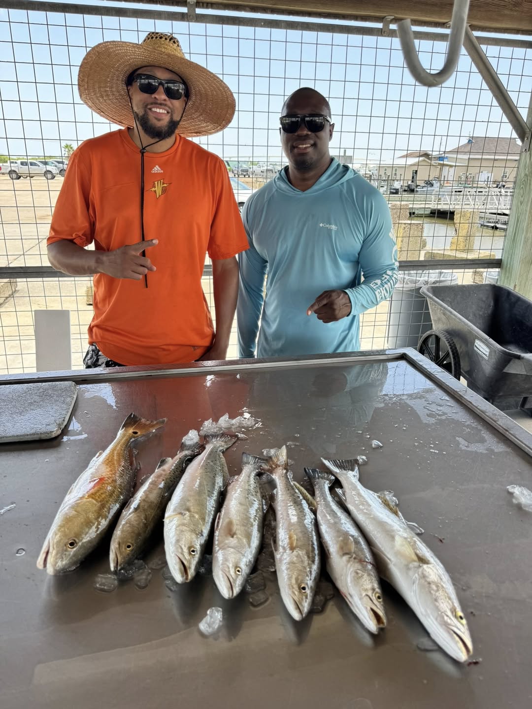 Redfish and speckled trout catch from fishing charter in Matagorda TX