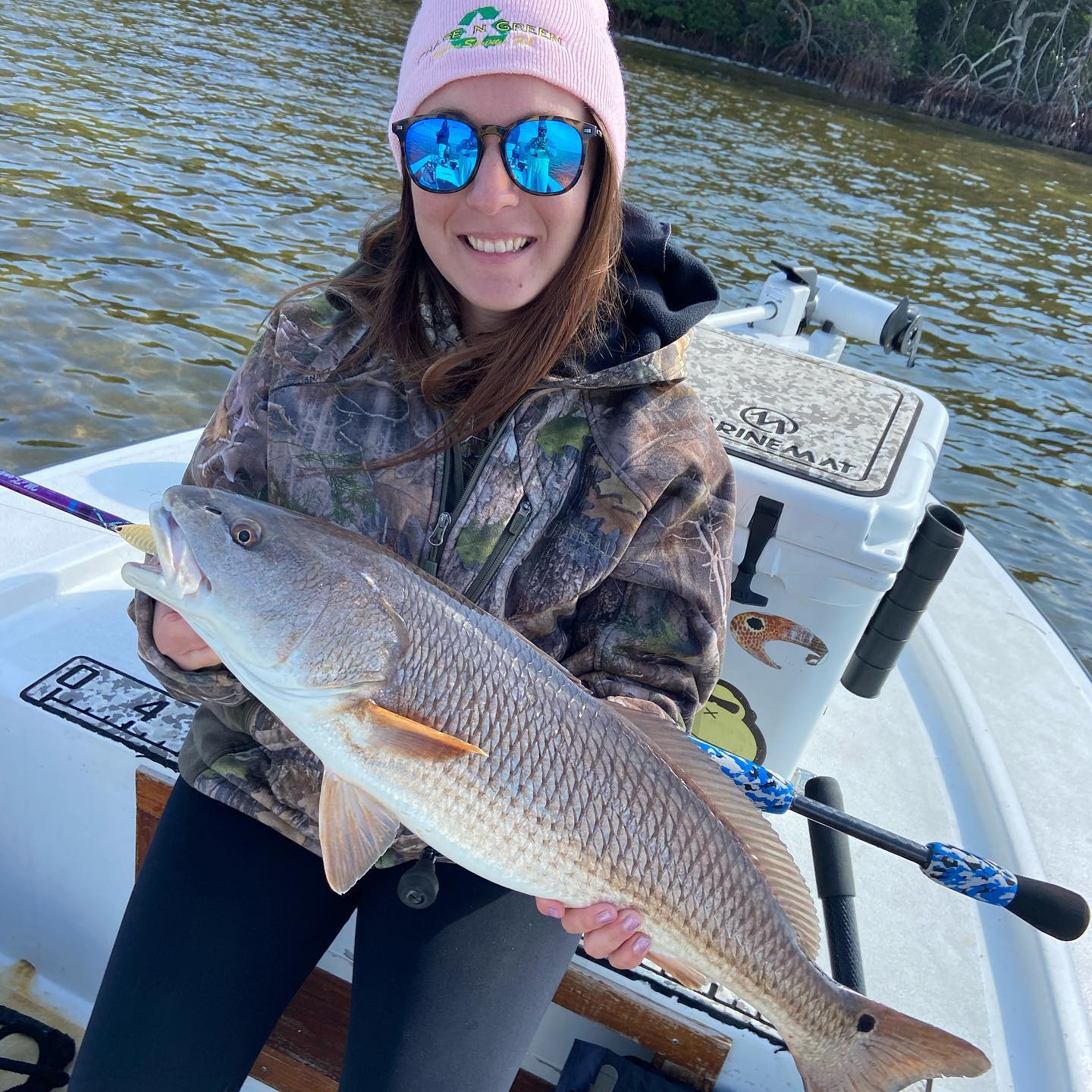 A single redfish measuring 19 inches caught while fishing in Tampa, Florida