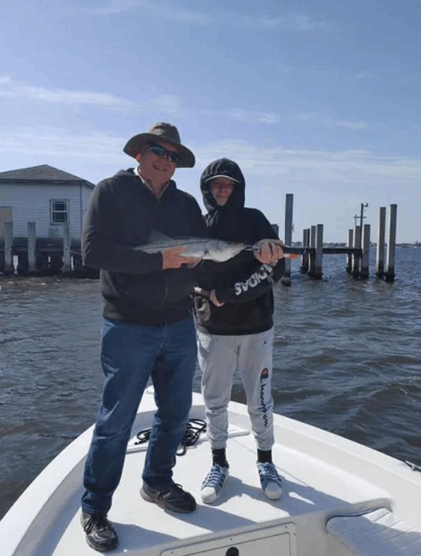 Father and son with some cold weather snook