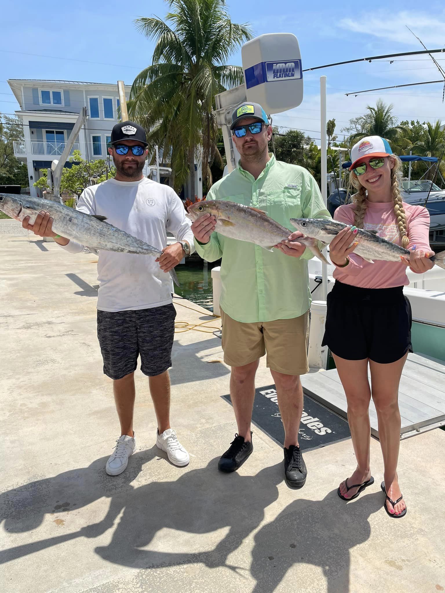 3 King Mackerel fish, 21 inches long, caught fishing in Islamorada