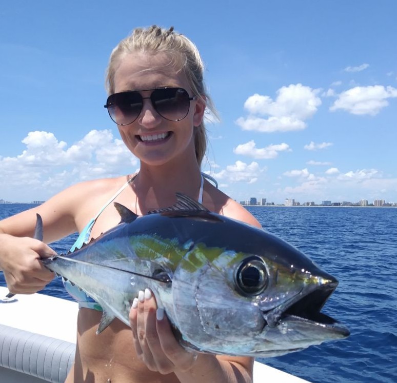A single Blackfin Tuna fish caught while fishing in Pompano Beach