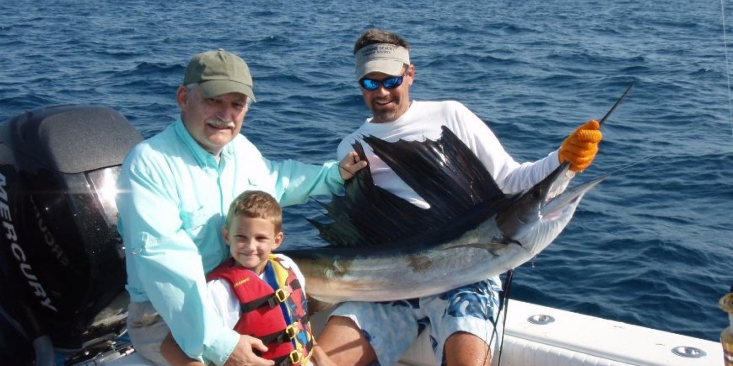 Pompano Beach sailfish fishing charter boat with Captain Tom, 27ft Conch center console
