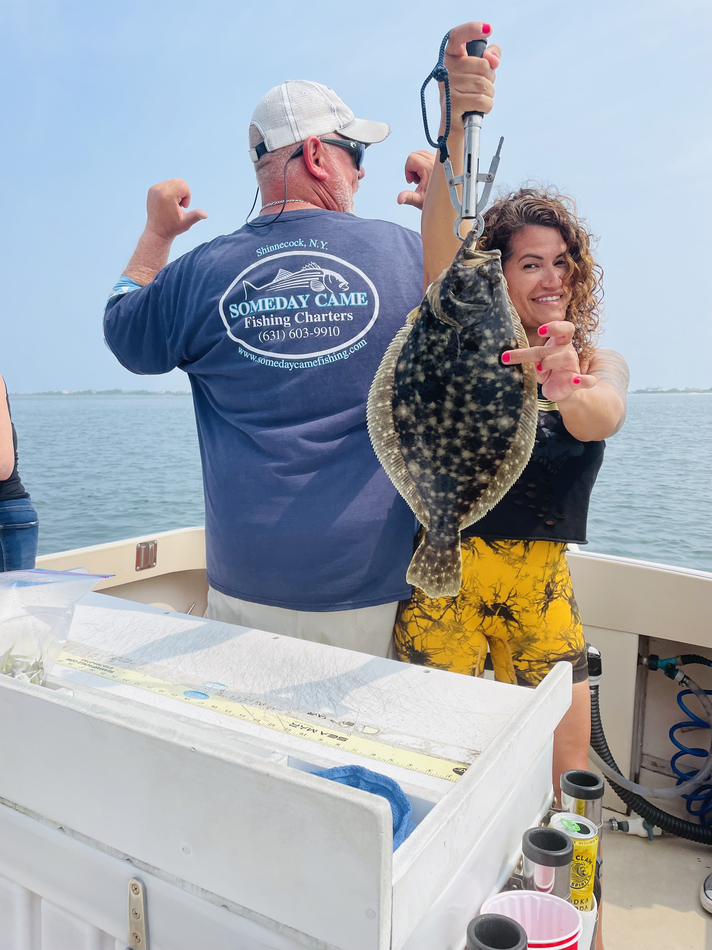 A summer flounder, a 24-inch fish caught while fishing in NY.