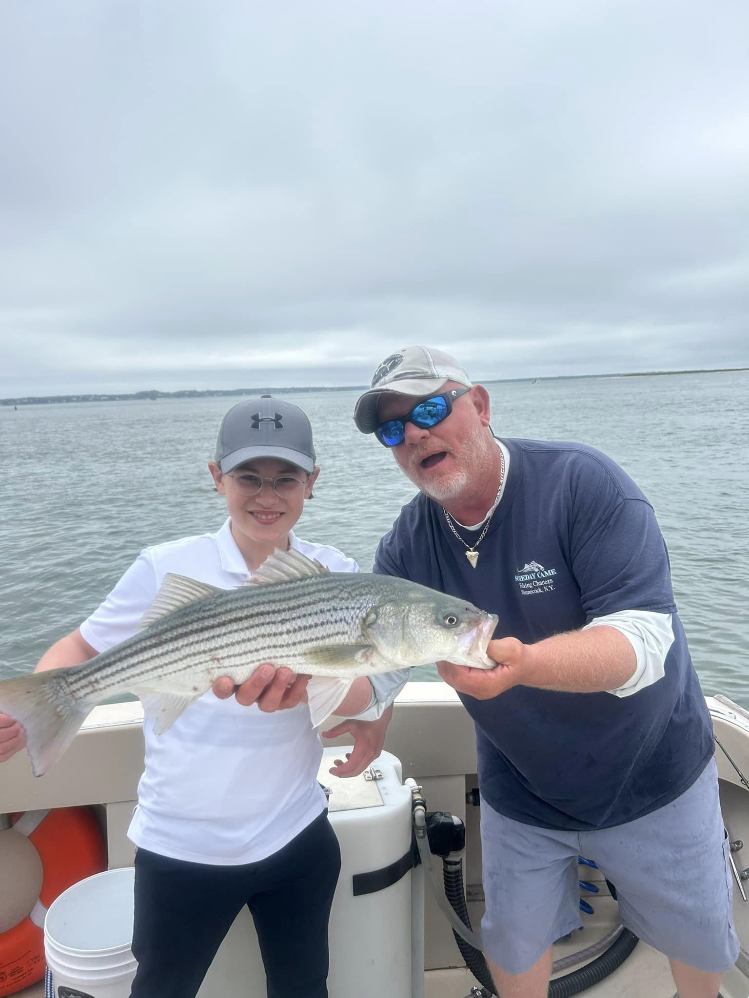 Striped bass caught fishing in Hampton Bays