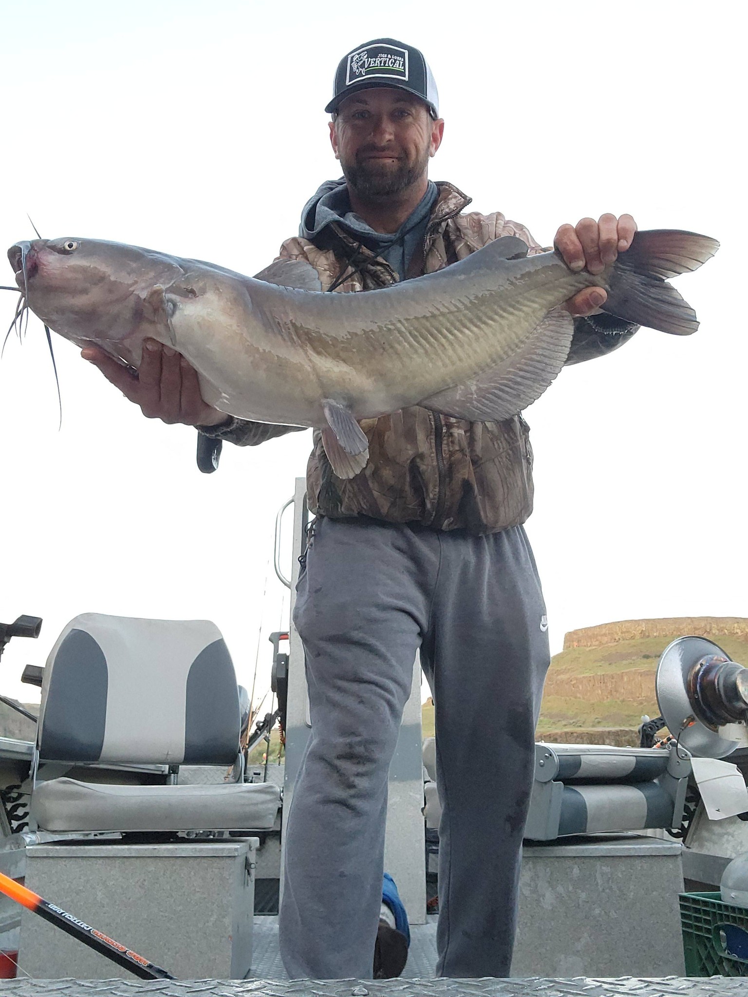 Blue catfish catch held on fishing boat in Dayton WA