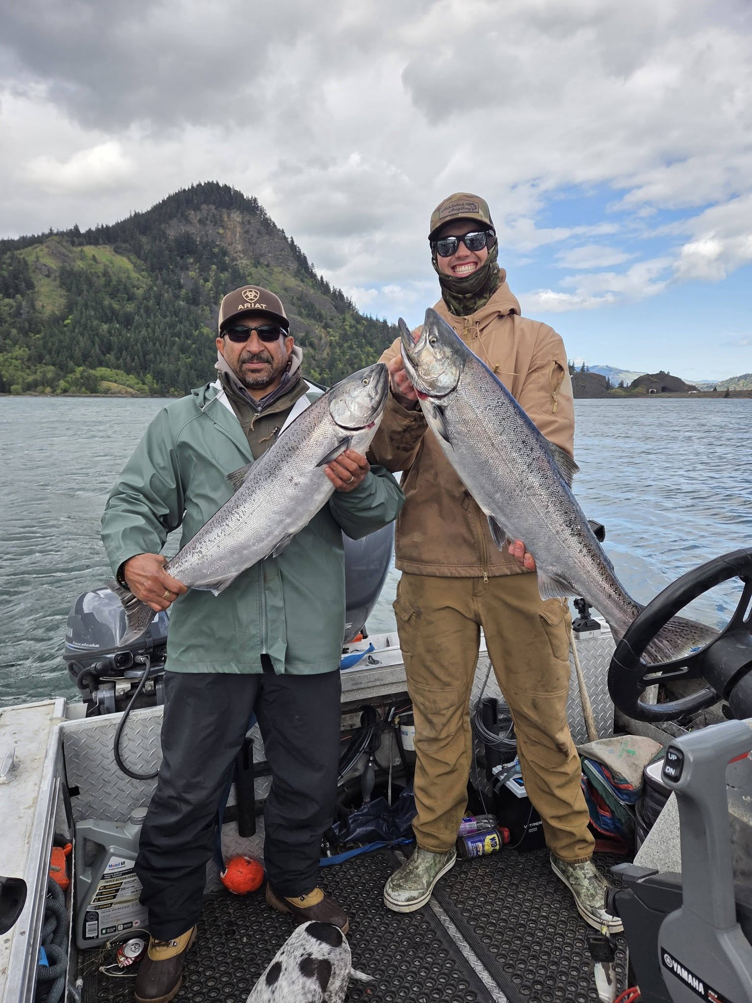 Two large Chinook salmon caught while fishing in Dayton WA waters