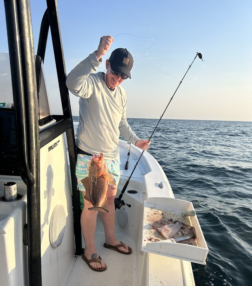 Red grouper catch on fishing boat in Panama City Beach FL waters
