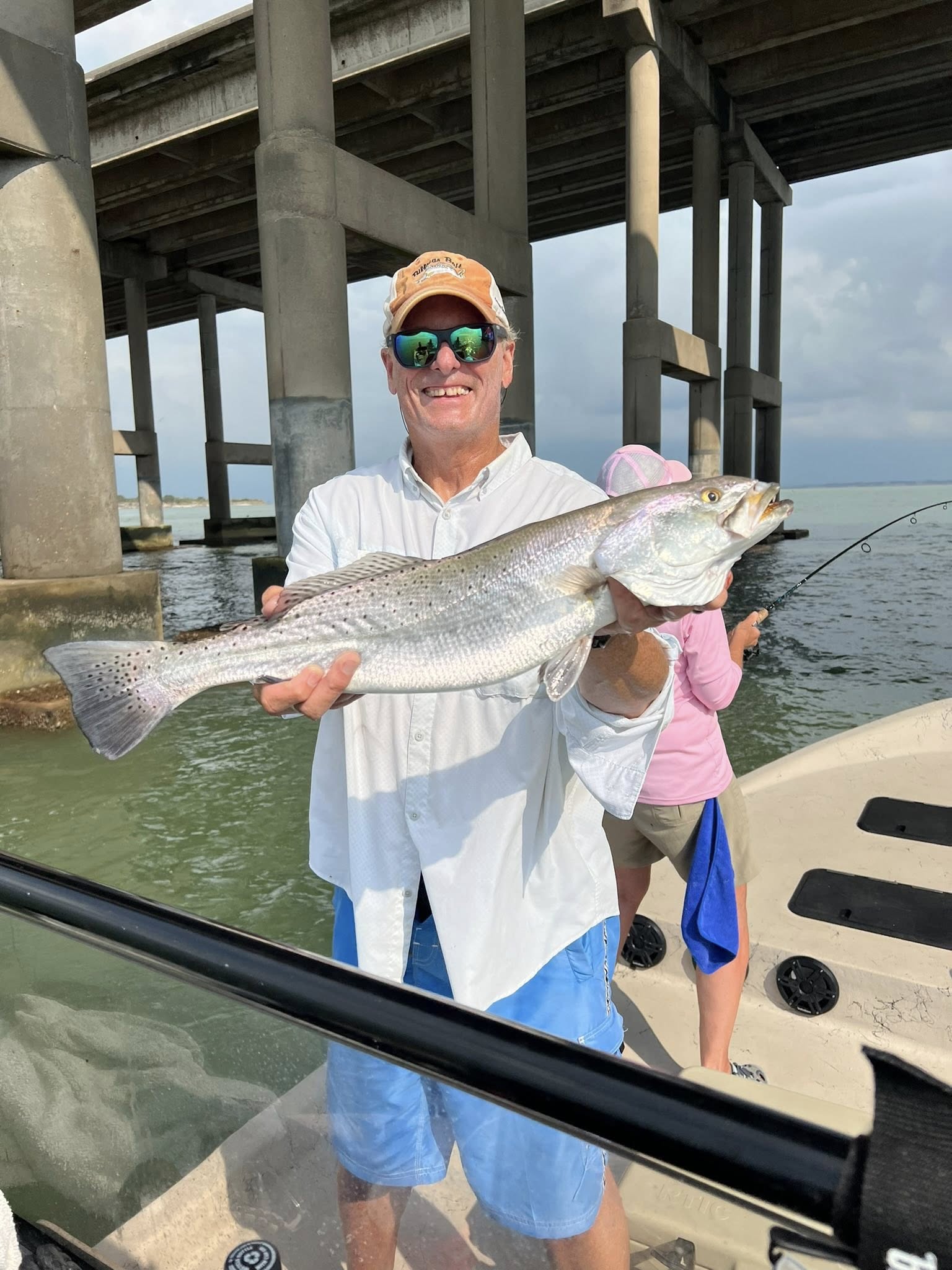 Speckled trout fishing catch displayed on boat in Rockport TX