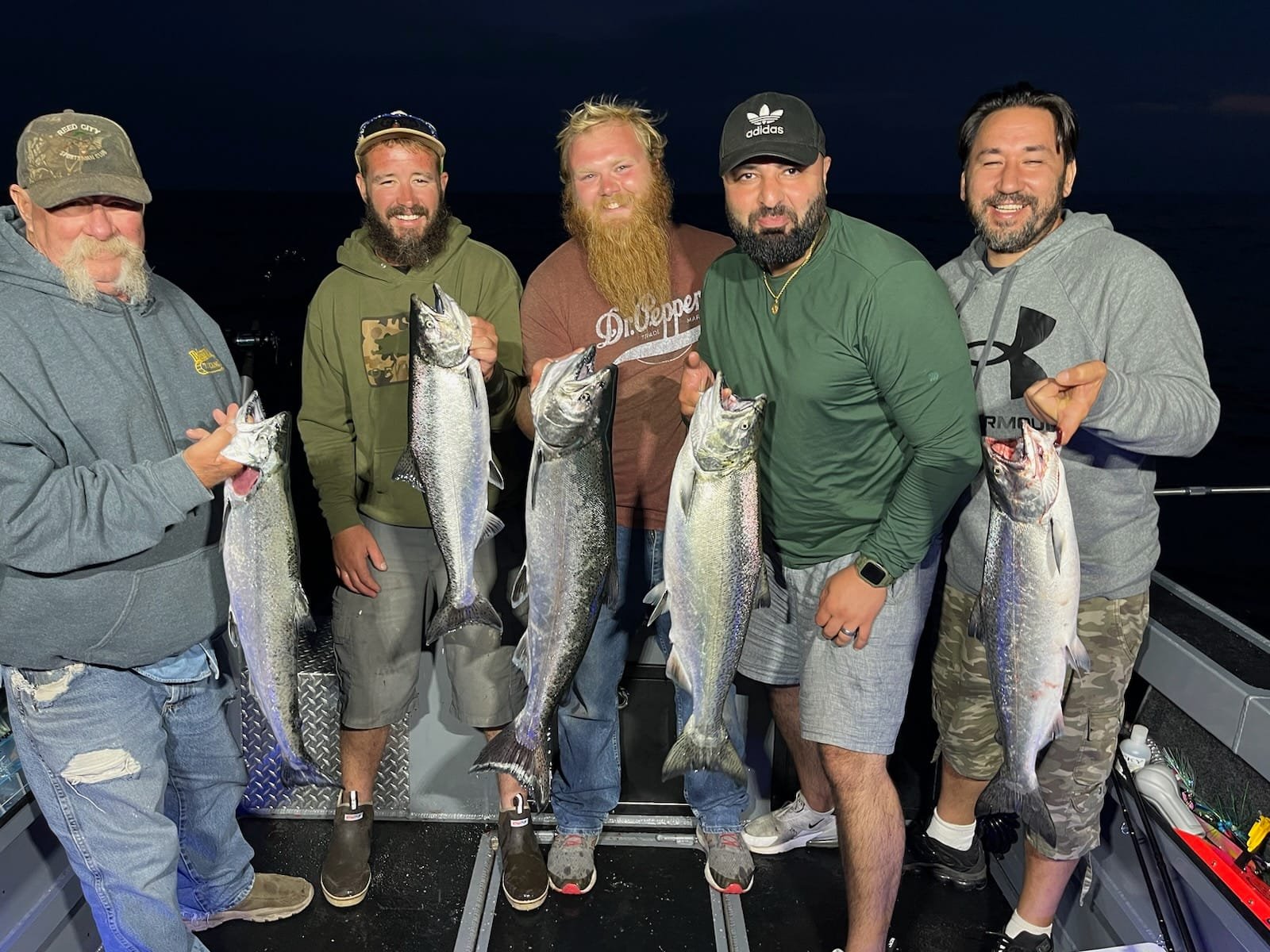 5 Chinook Salmon fish caught in Manistee