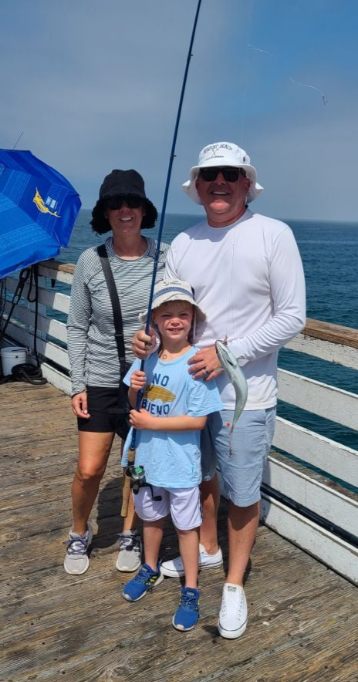 Three people fishing in California