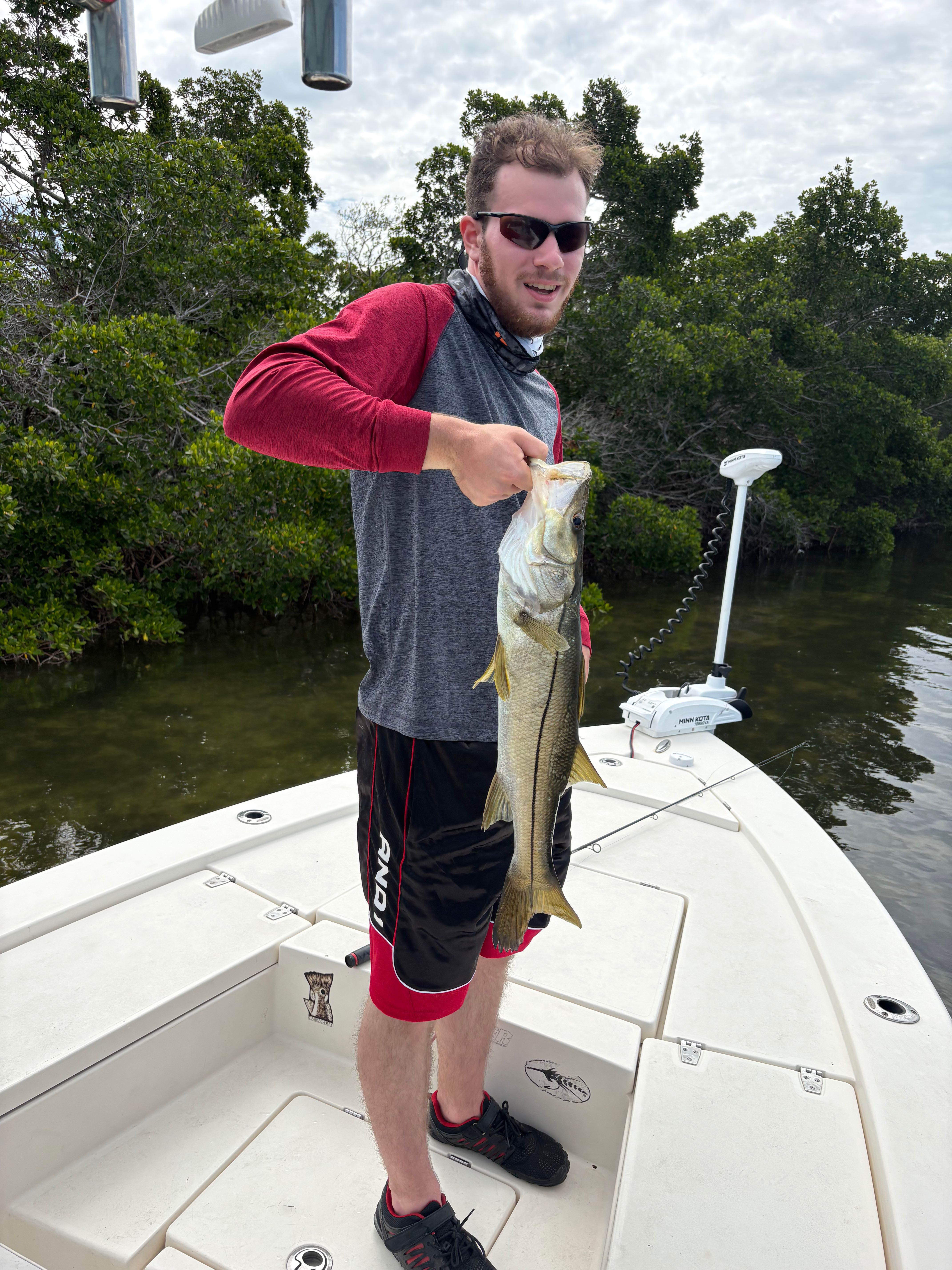 Snook fishing catch on boat in Holmes Beach FL