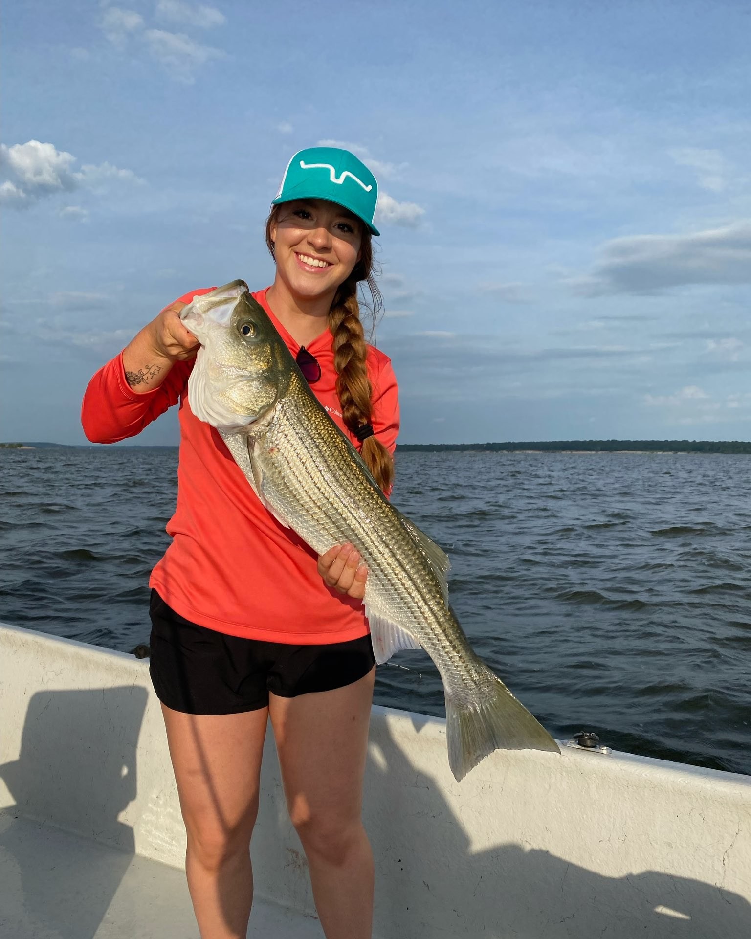 Striped bass catch on fishing boat in Madill OK waters