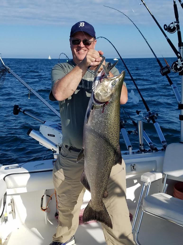 Chinook salmon caught fishing in Ludington