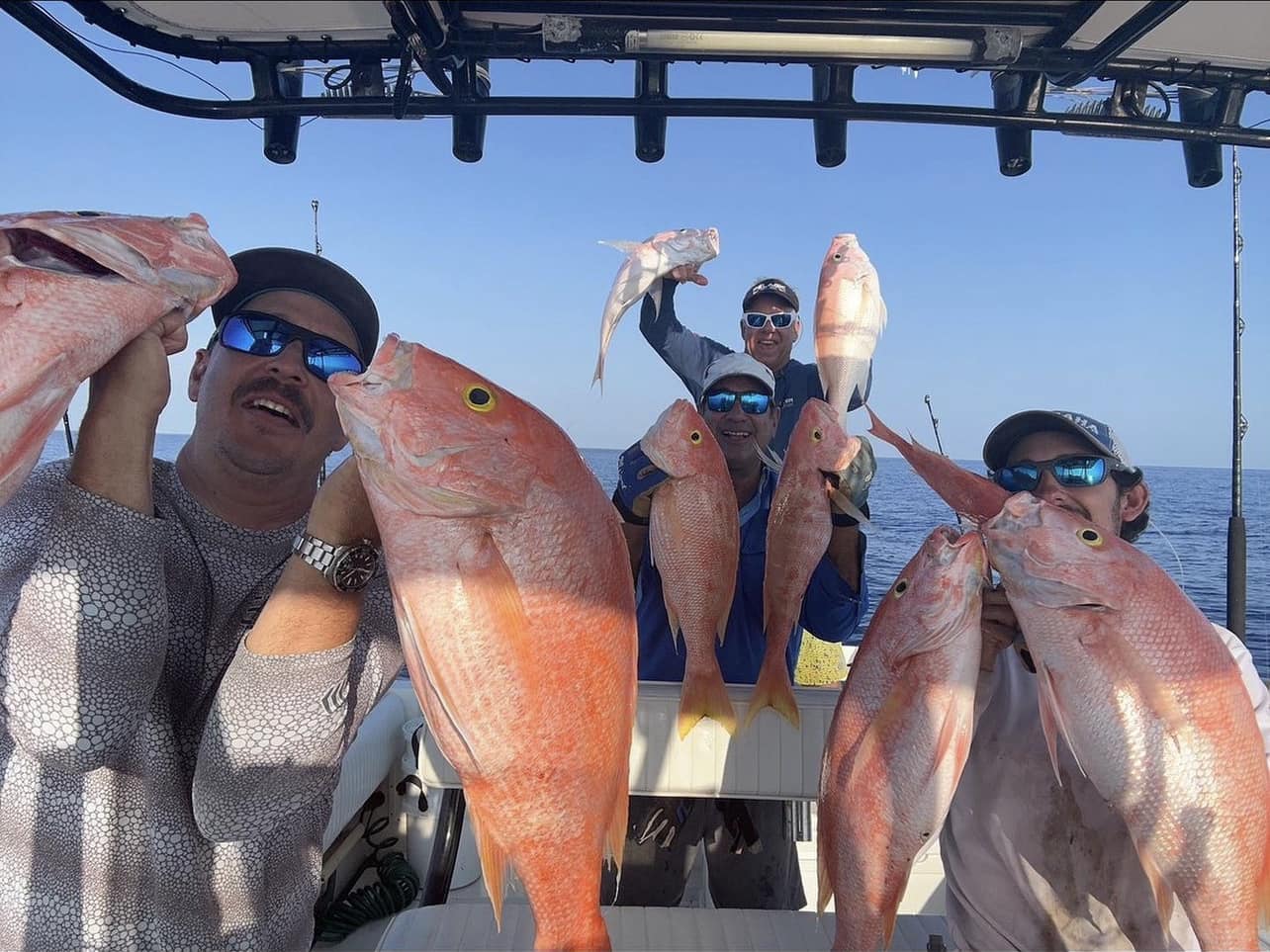 4 fishing enthusiasts catching great fish at Delray Beach