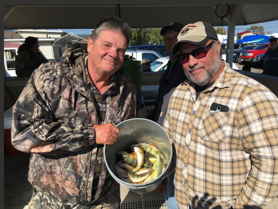 Fishing catch displayed in bucket at Harrison Township MI