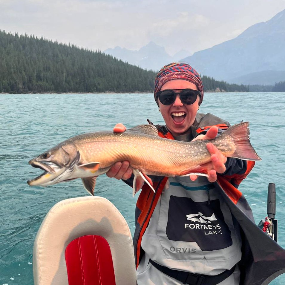 Angler holding a 25-inch Brook Trout in BC