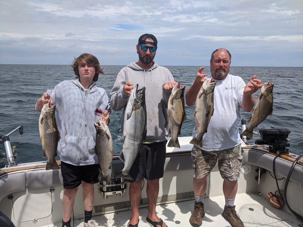 6 sea trout and rainbow trout in Wolcott, fishing