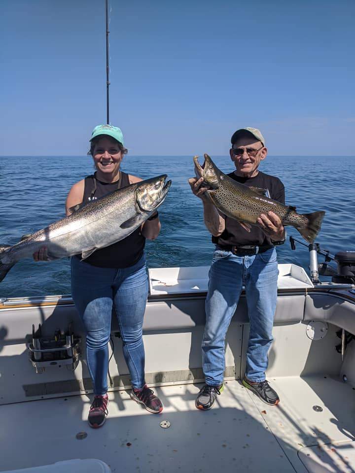 Two sea trout, 25 inches each, caught while fishing in Wolcott