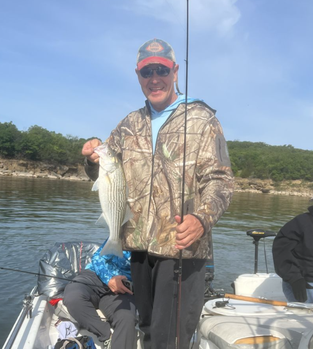 A striped bass caught by a fisherman in Mead