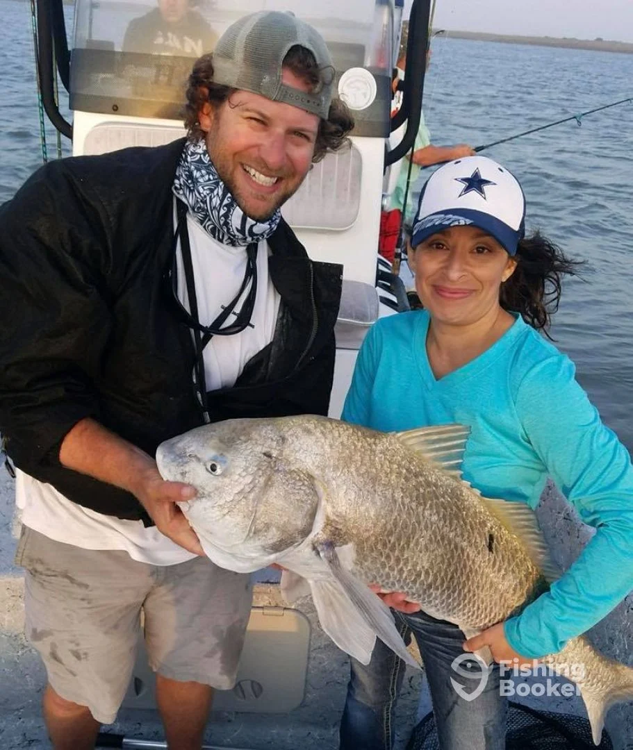 Photo of a black drum fish caught on a fishing trip in Texas