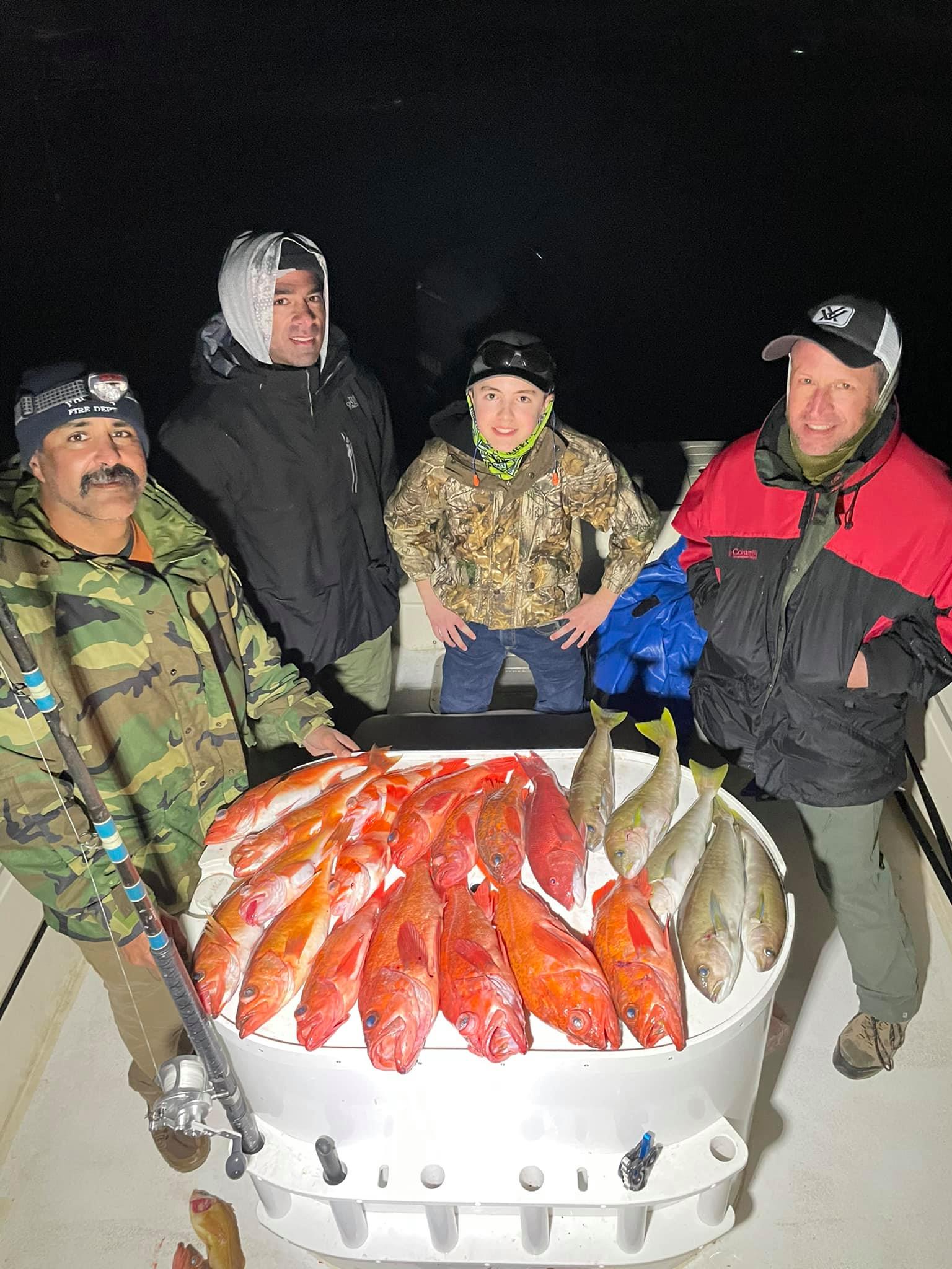 4 people with 3 fishing rods in San Diego