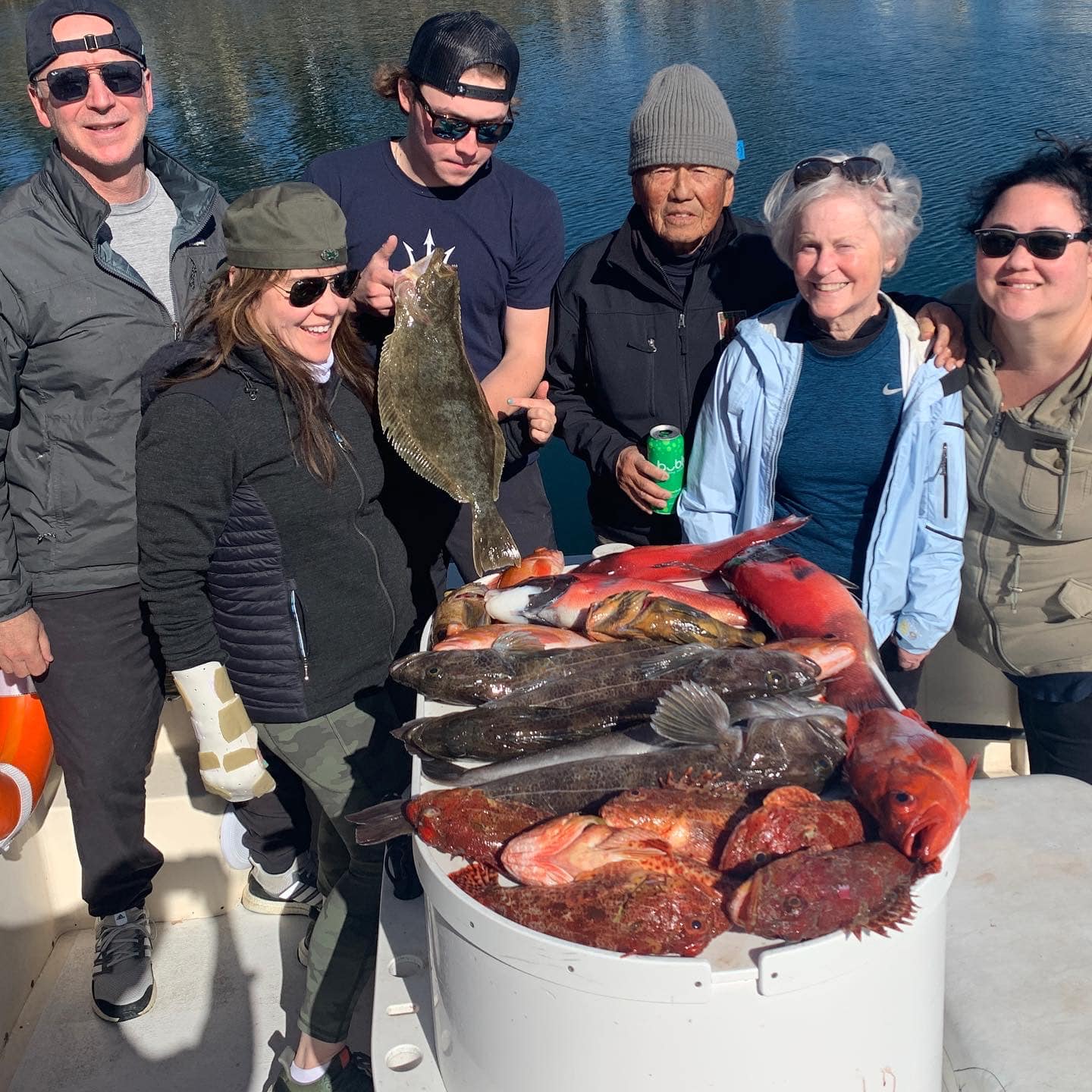Six people fishing in California