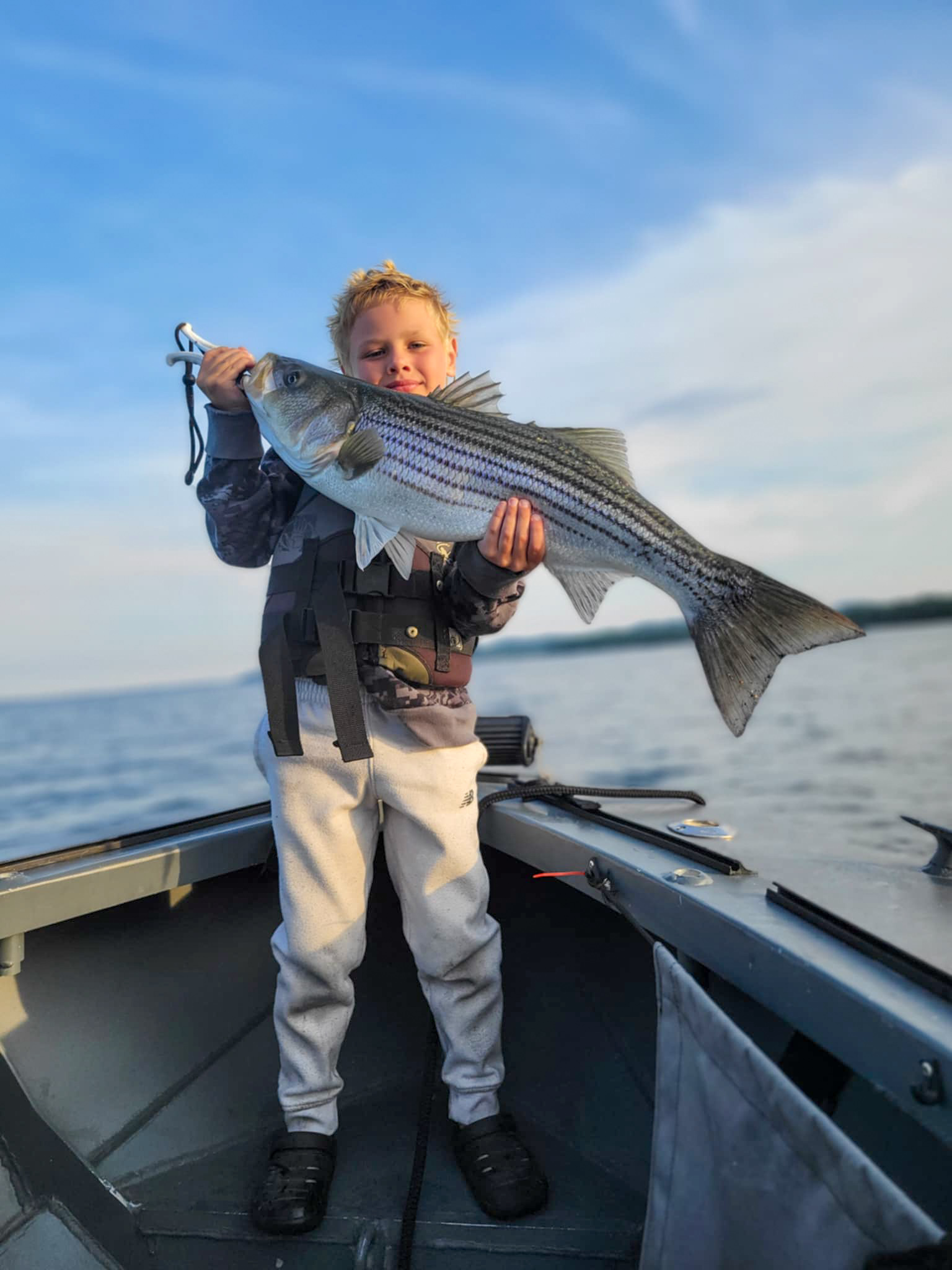 A striped bass caught while fishing in Monroe