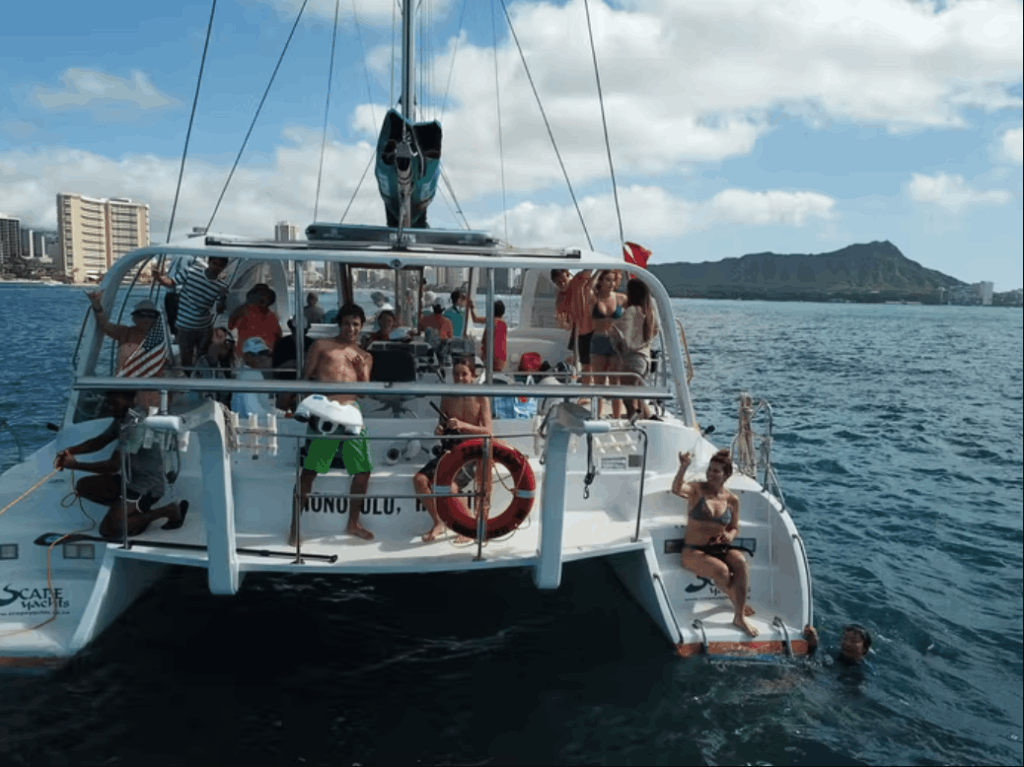 Adventurous group of 5 people enjoying outdoor activity in Honolulu