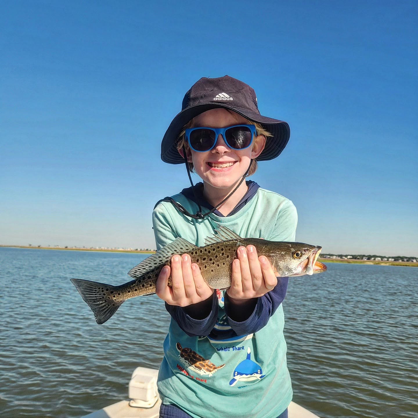 Speckled trout catch displayed on boat in Mount Pleasant SC waters