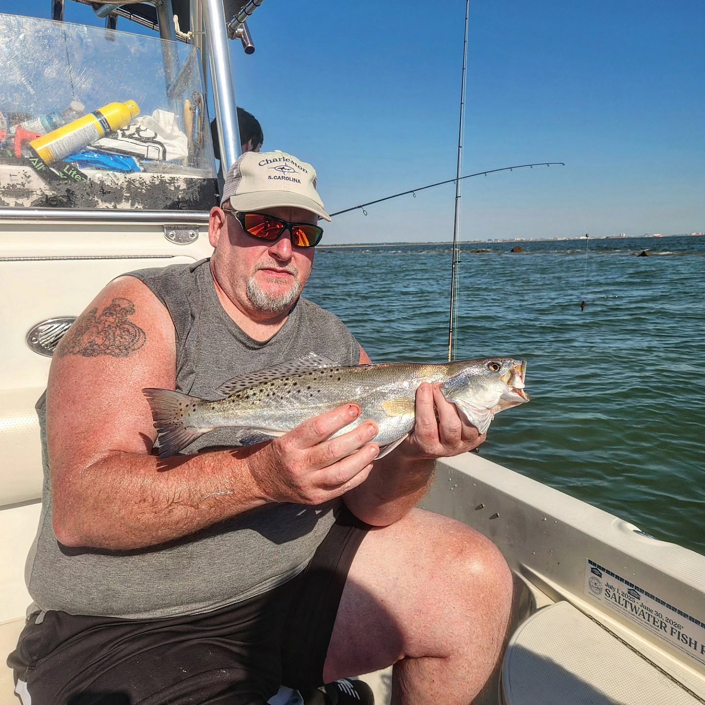 Speckled trout catch on fishing boat in Mount Pleasant SC waters