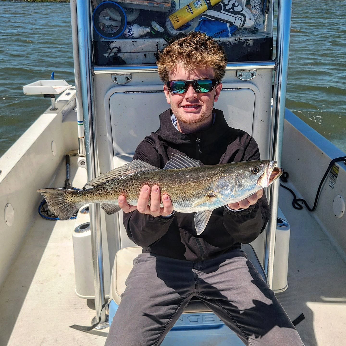 Speckled trout catch displayed on fishing boat in Mount Pleasant SC