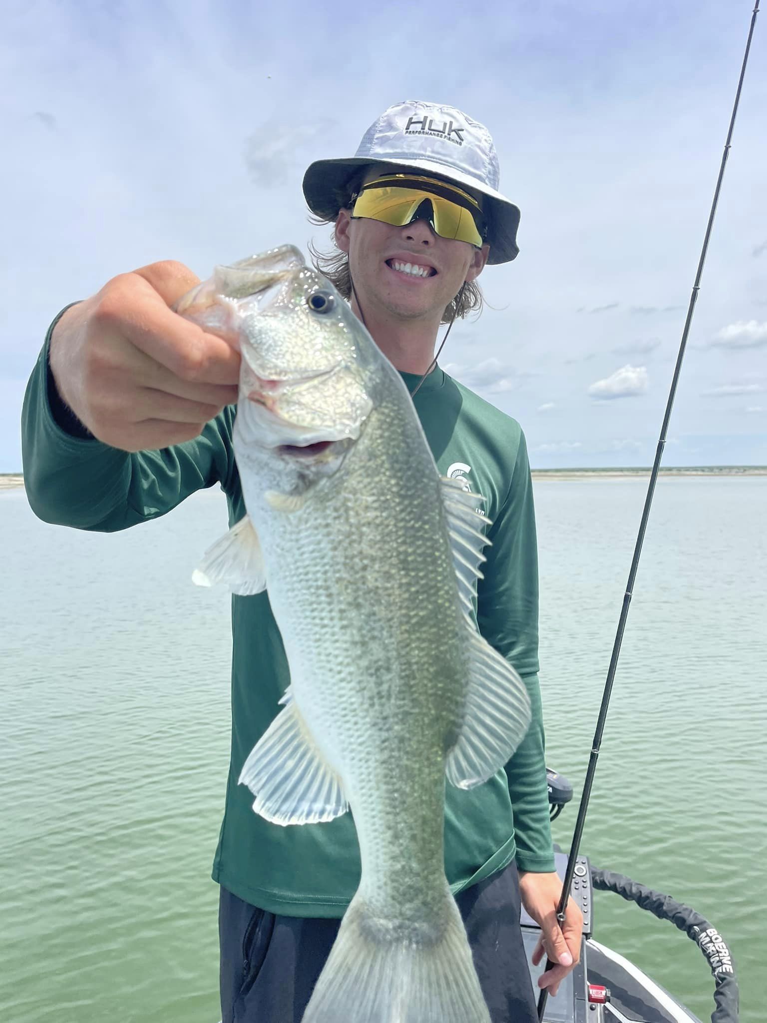 A Florida Bass fish measuring 28 inches caught while fishing in TX.