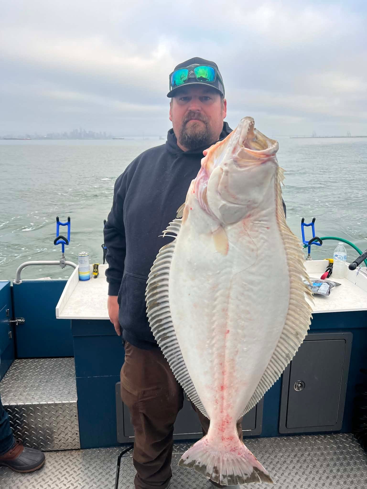 California flounder catch displayed on fishing boat in Sacramento CA