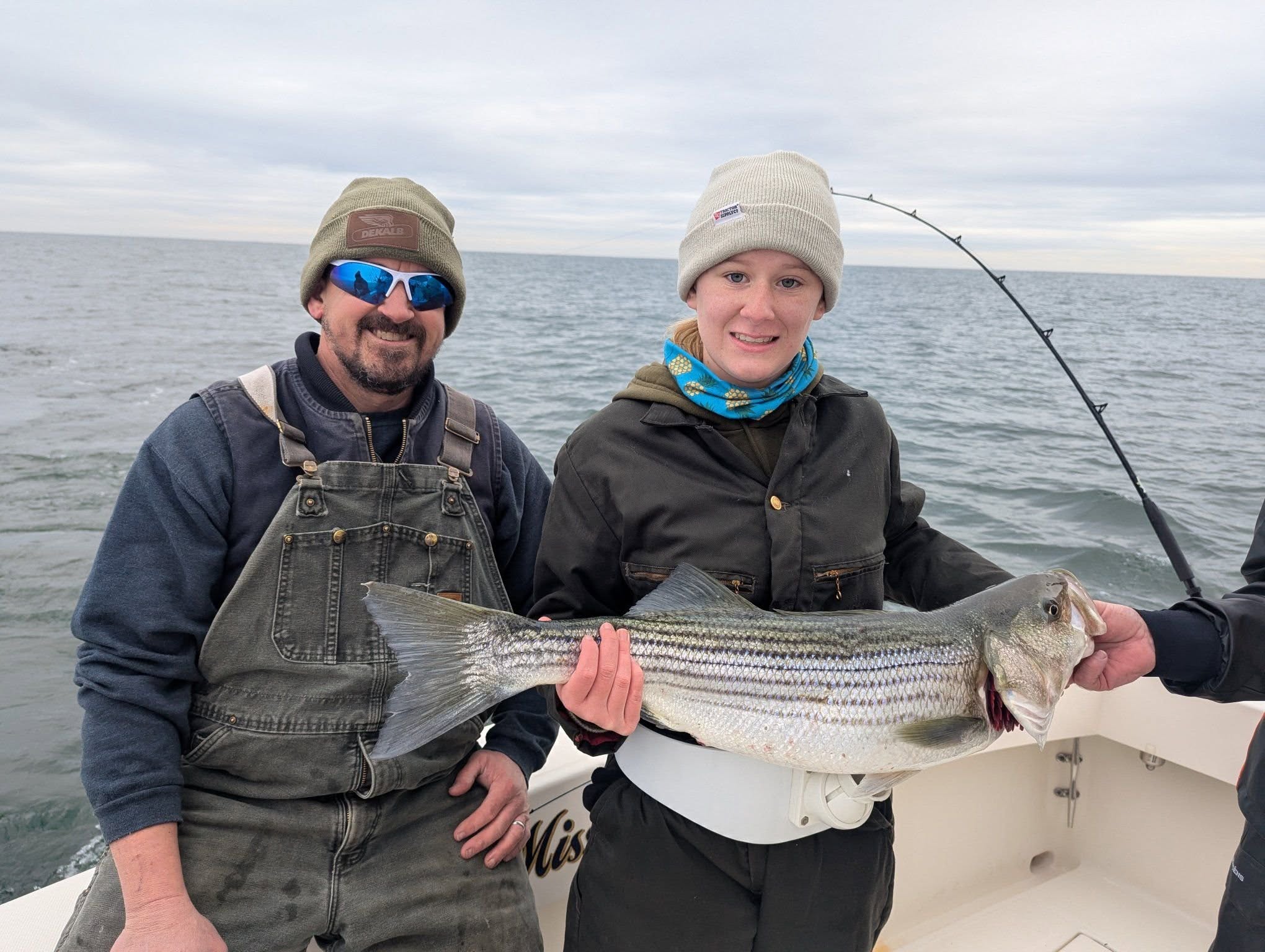 Striped bass caught while fishing in Forked River NJ
