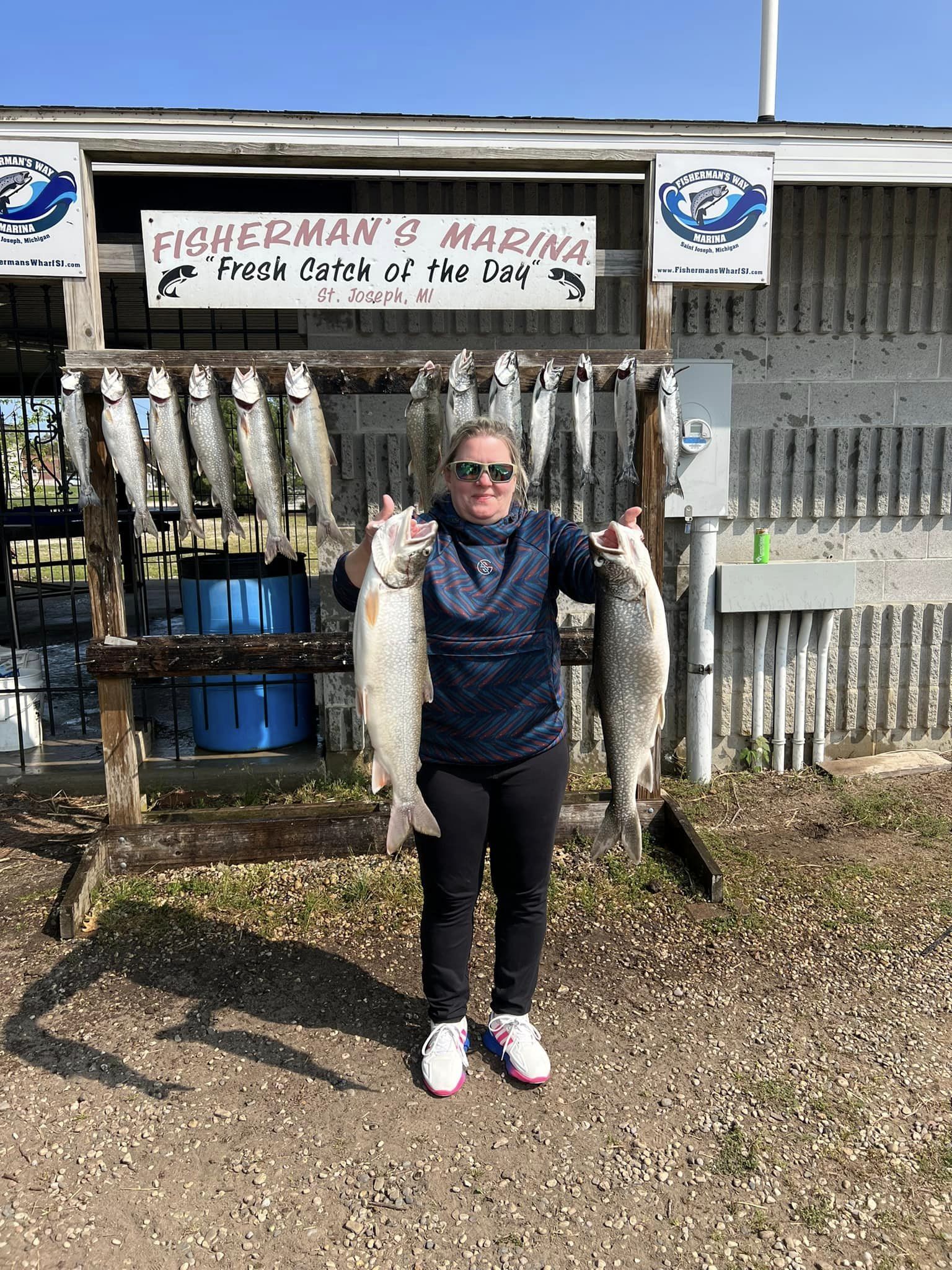 Three lake trout and bluefish caught in St. Joseph