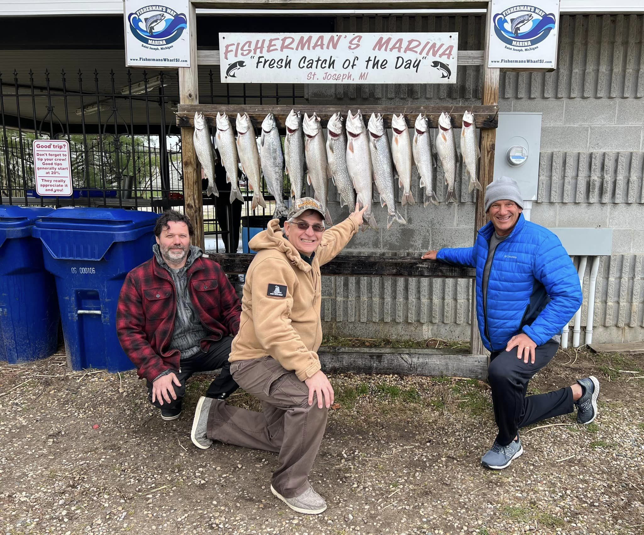 Three people fishing at St. Joseph