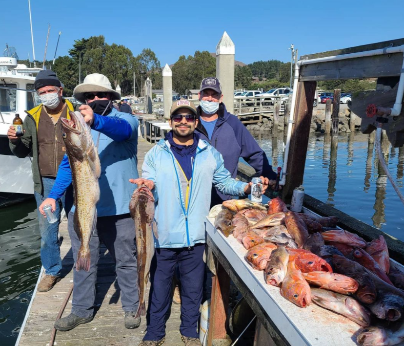 4 people fishing in Bodega Bay