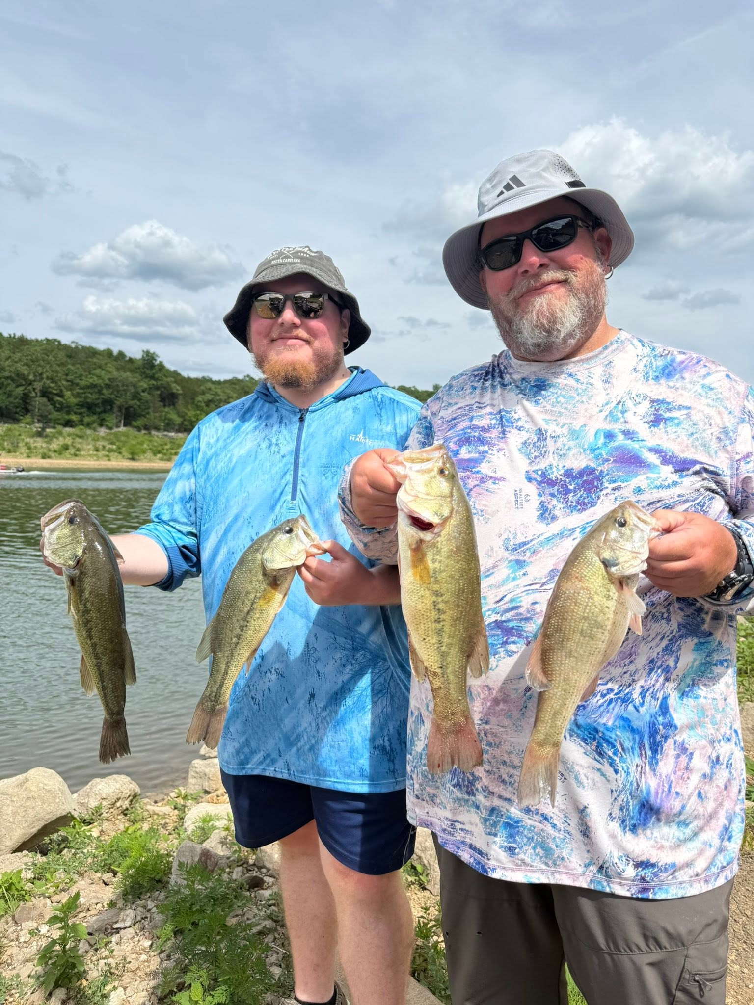 Four bass caught during fishing trip in Branson Missouri
