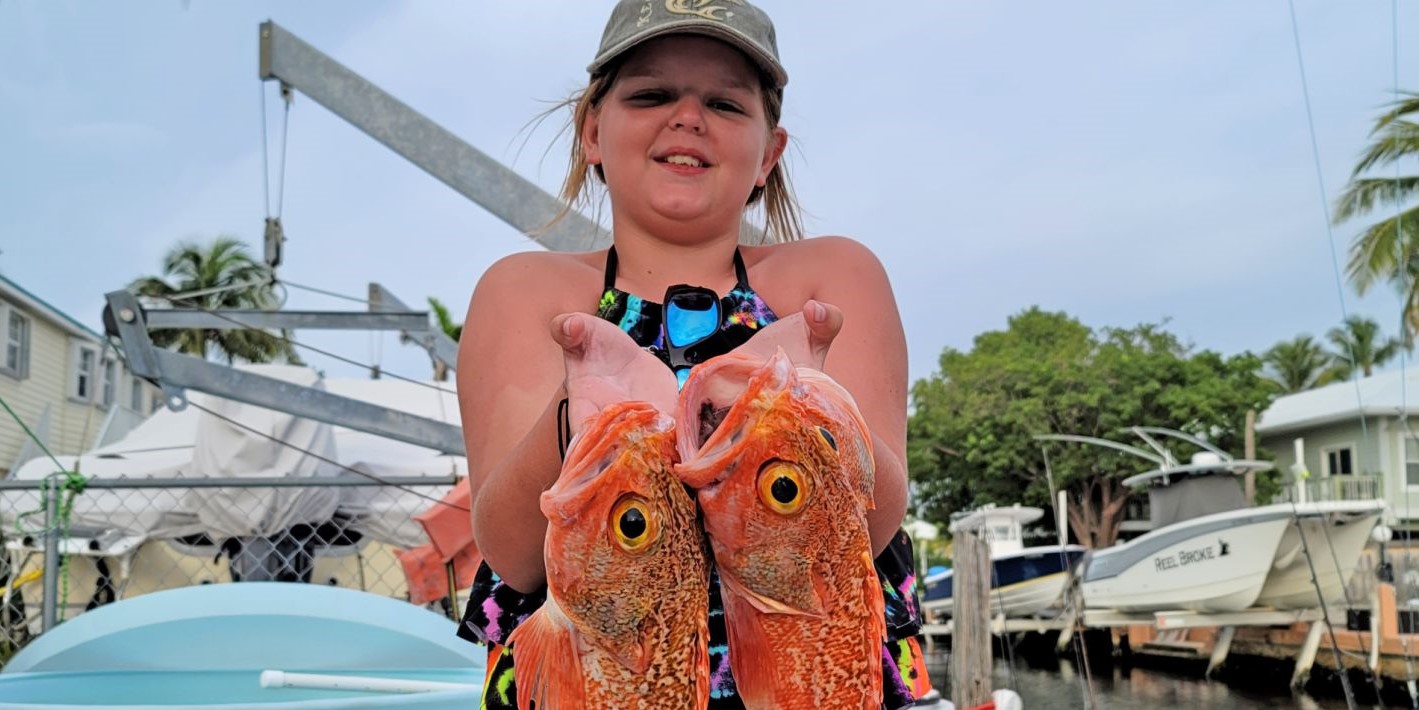Two fish caught during a fishing tour in Marathon