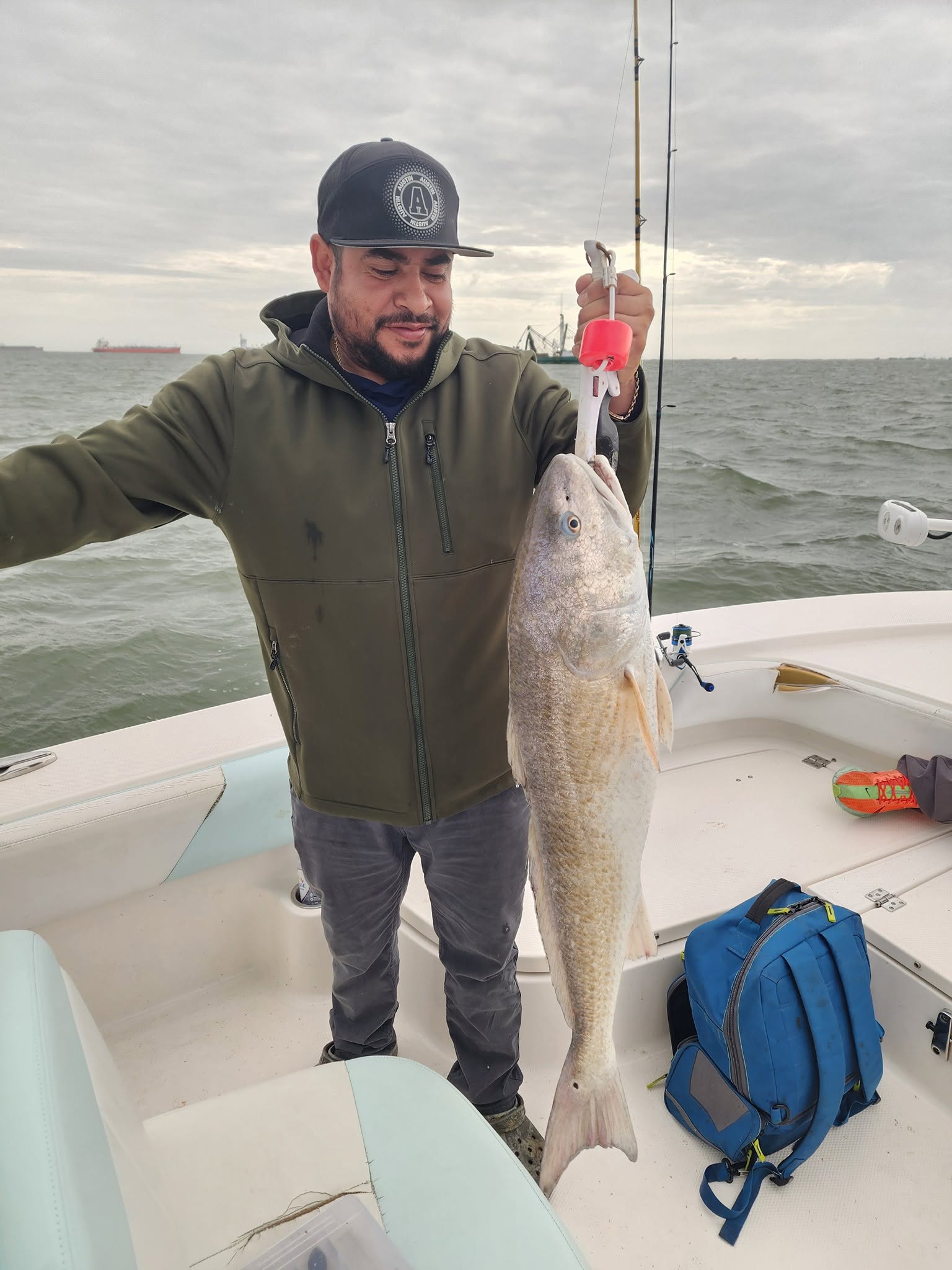Redfish caught while fishing in Galveston TX waters from boat